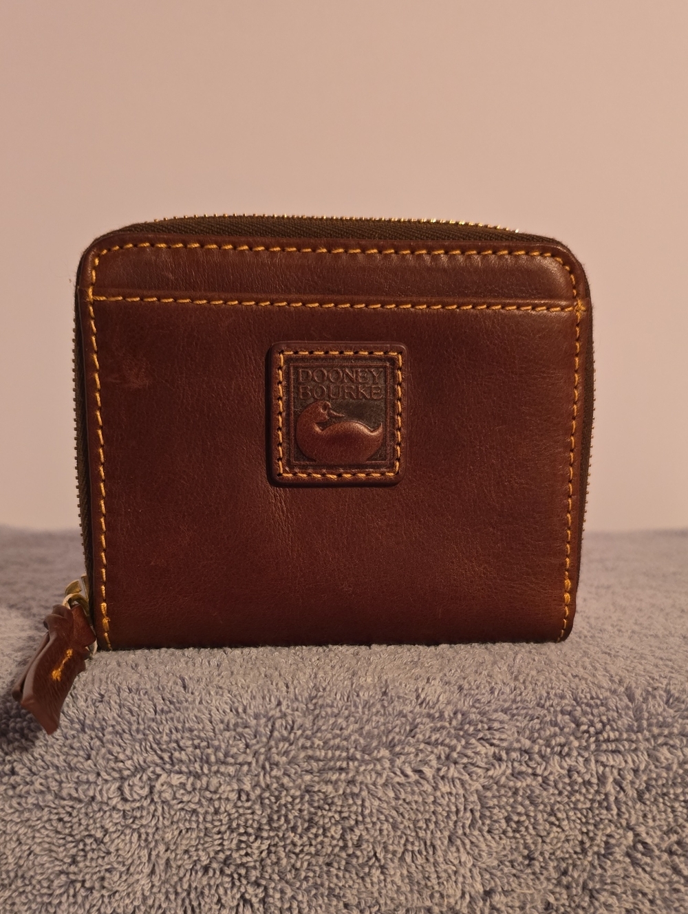 Dooney & Bourke Brown Leather Zip Wallet